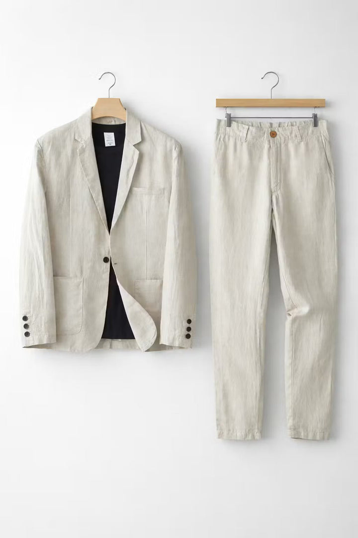 Men's Relaxed-Fit Linen Blazer Pants Set