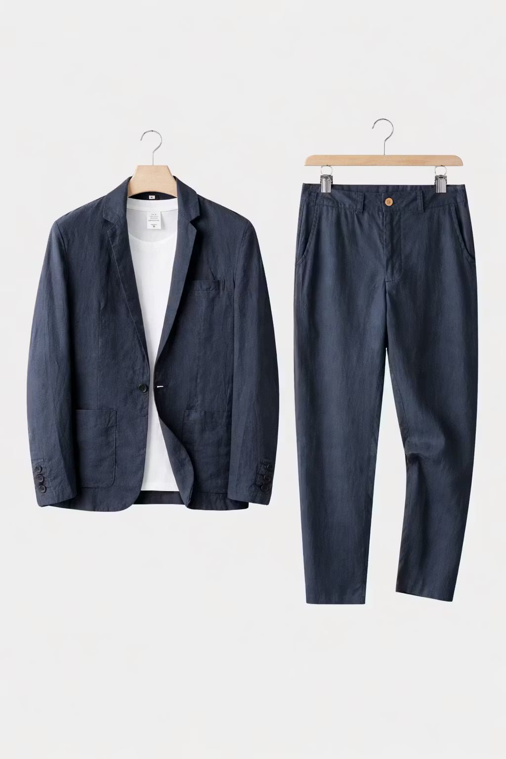 Men's Relaxed-Fit Linen Blazer Pants Set - Blue