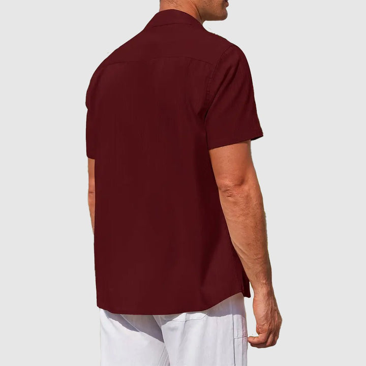 Men's Short Sleeve Button-Front Linen Shirt