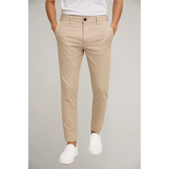 Men's Slim-Fit Button-Zip Tailored Pants - Light Brown