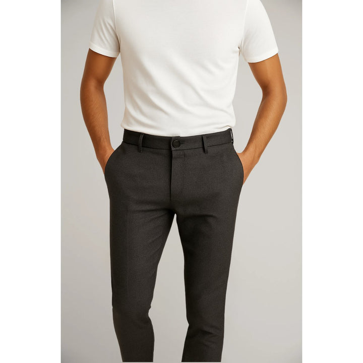 Men's Slim-Fit Button-Zip Tailored Pants - Dark Grey