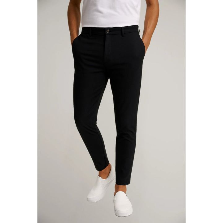 Men's Slim-Fit Button-Zip Tailored Pants - Black