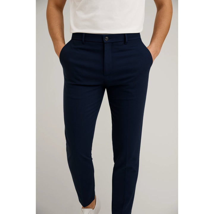 Men's Slim-Fit Button-Zip Tailored Pants - Navy Blue