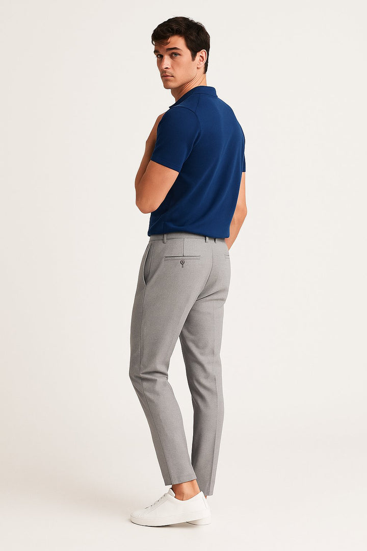 Men's Slim-Fit Button-Zip Tailored Pants - Light Grey