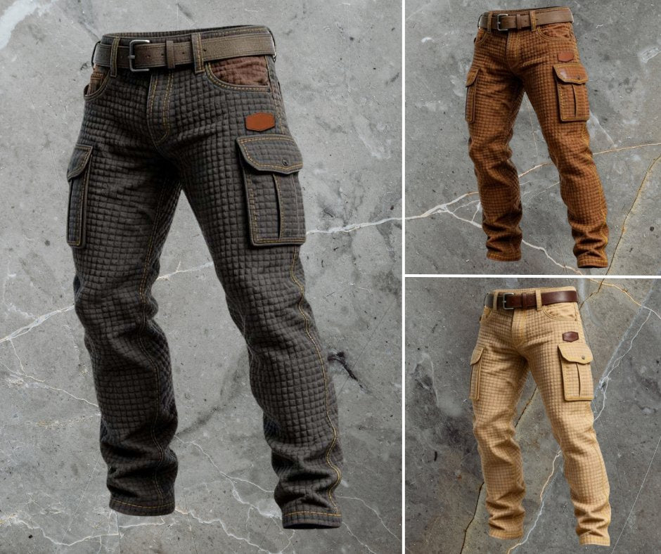 Men's Slim-Fit Textured Cargo Pants with Side Pockets