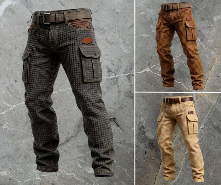 Men's Slim-Fit Textured Cargo Pants with Side Pockets