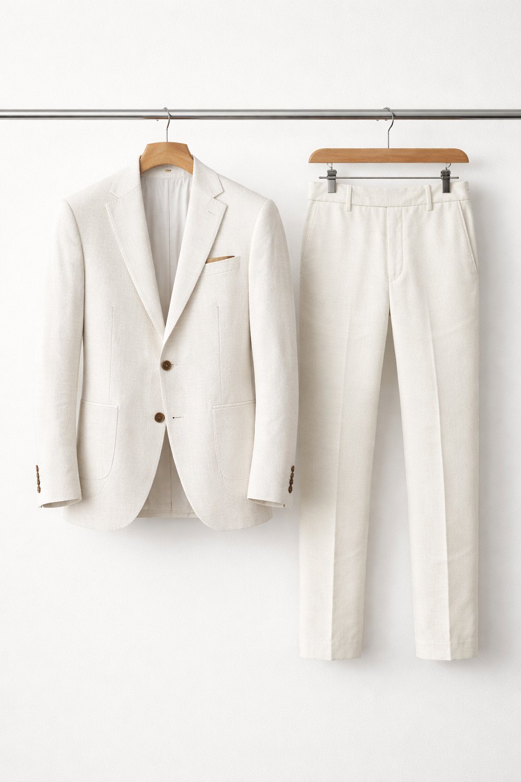 Men's Slim-Fit Two-Piece Set Professional Suit - White