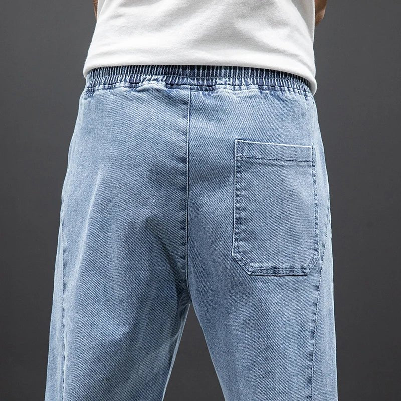 Men's Stretch Denim Elastic Waist Jogger Pants