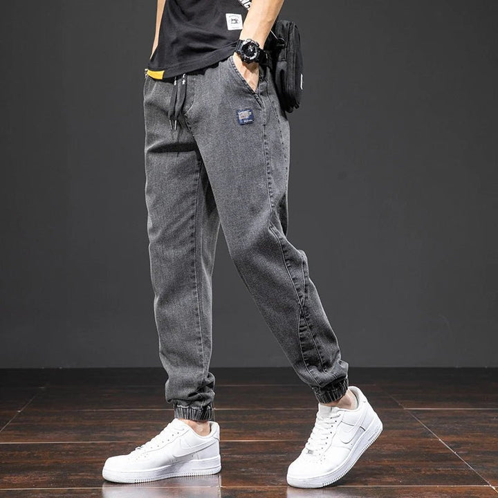 Men's Stretch Denim Elastic Waist Jogger Pants - Black