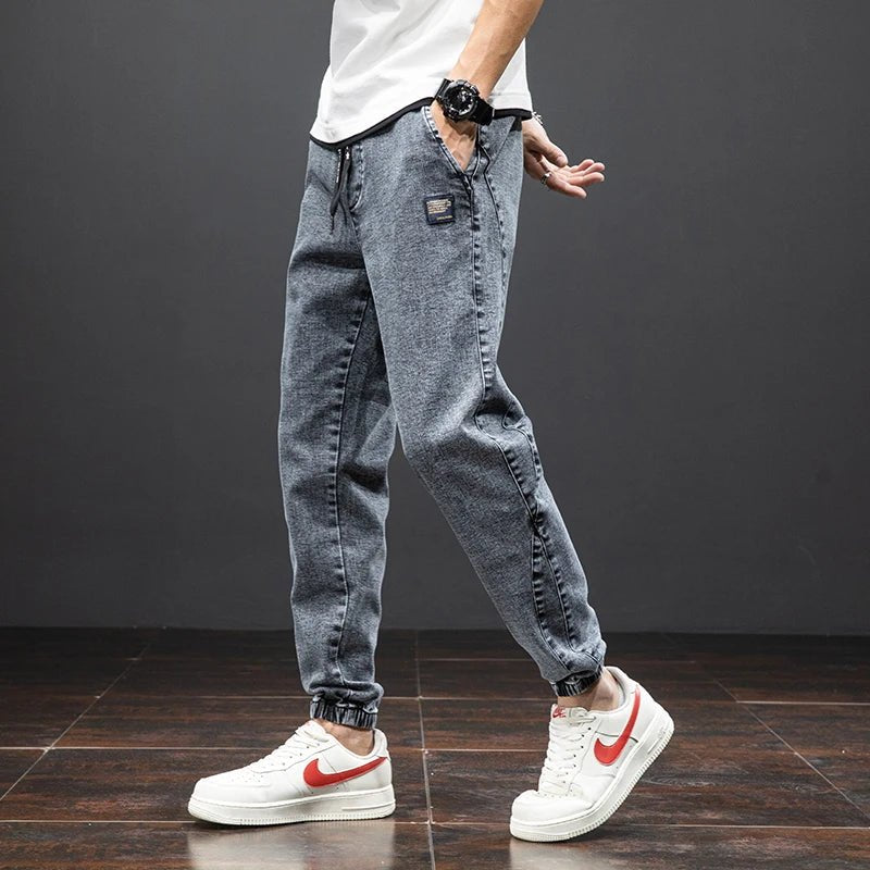 Men's Stretch Denim Elastic Waist Jogger Pants