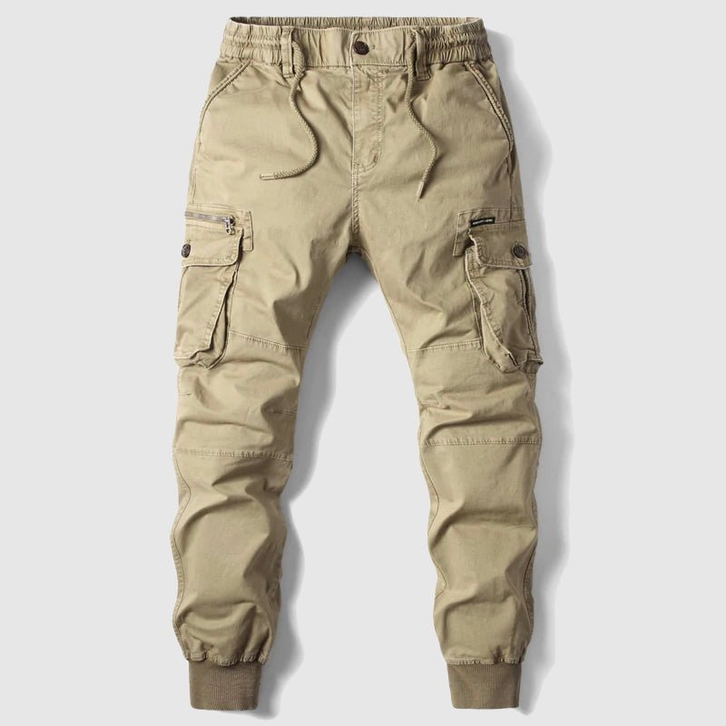Men's Tactical Cargo Jogger Pants with Drawstring Waist - Khaki