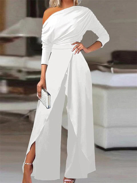 Mia | Women's Off-Shoulder Long-Sleeve Wide-Leg Jumpsuit
