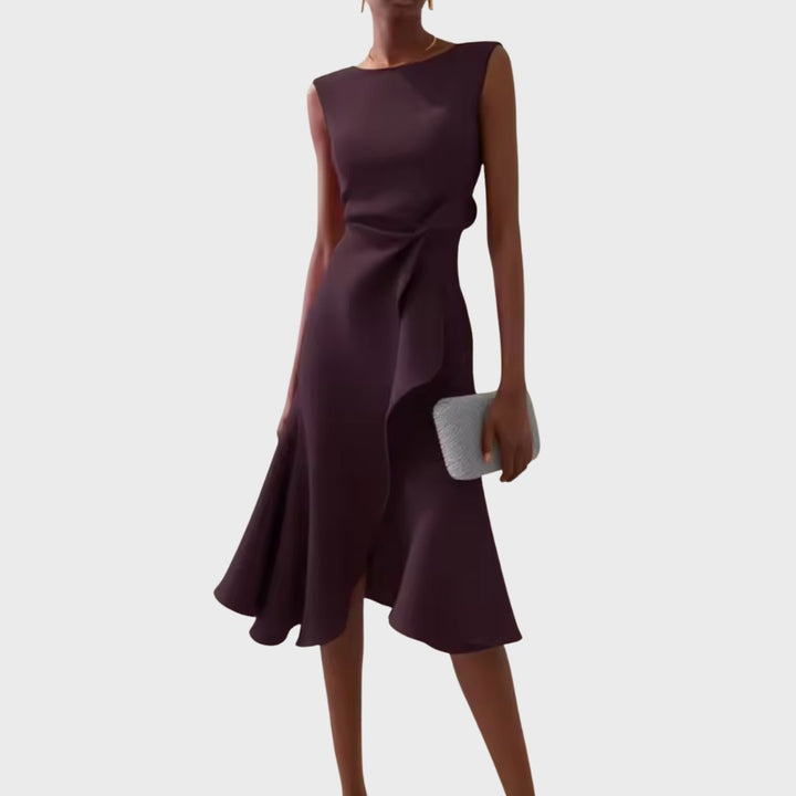 Women's Asymmetric Sleeveless Draped Midi Dress - Dark Purple