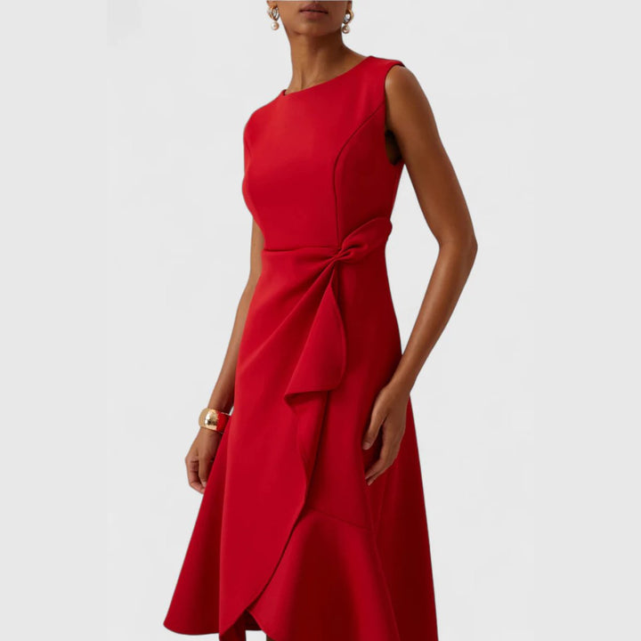 Women's Asymmetric Sleeveless Draped Midi Dress