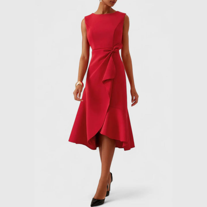 Women's Asymmetric Sleeveless Draped Midi Dress