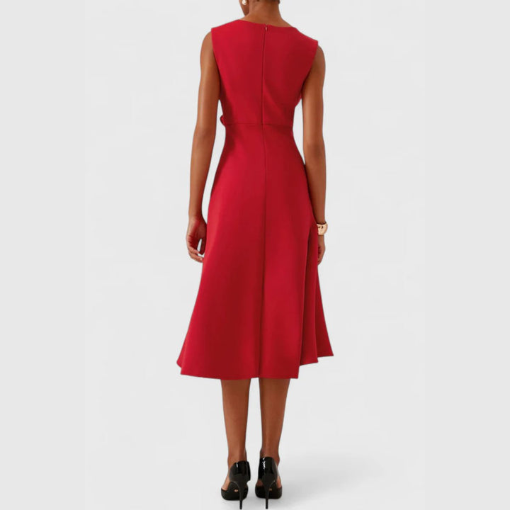Women's Asymmetric Sleeveless Draped Midi Dress