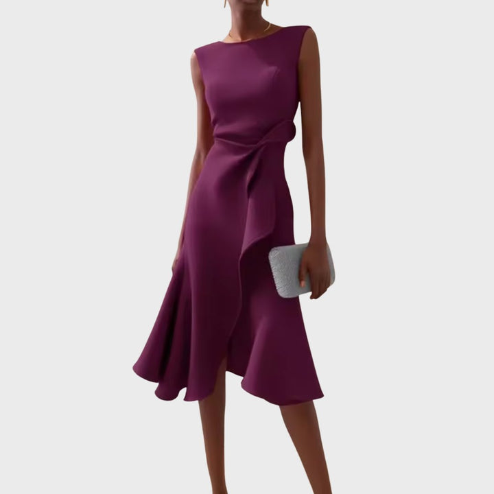 Women's Asymmetric Sleeveless Draped Midi Dress - Purple