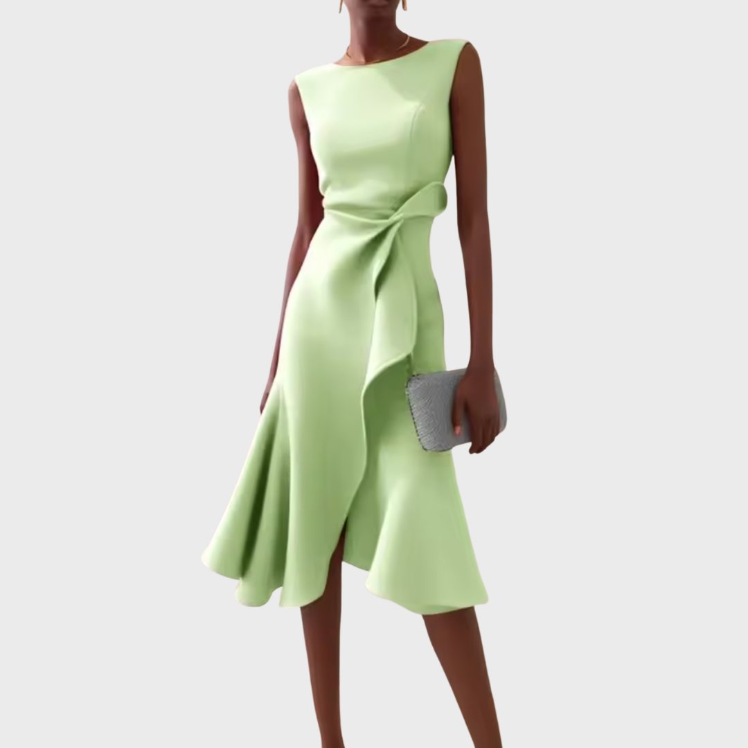 Women's Asymmetric Sleeveless Draped Midi Dress - Light Green