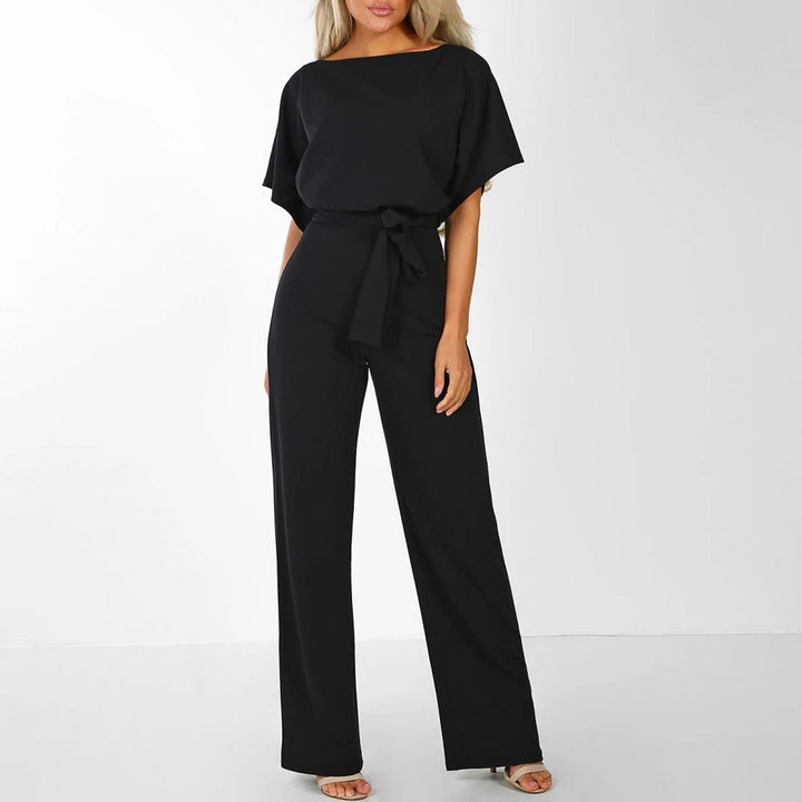 Women's Belted Wide-Leg Jumpsuit - Black