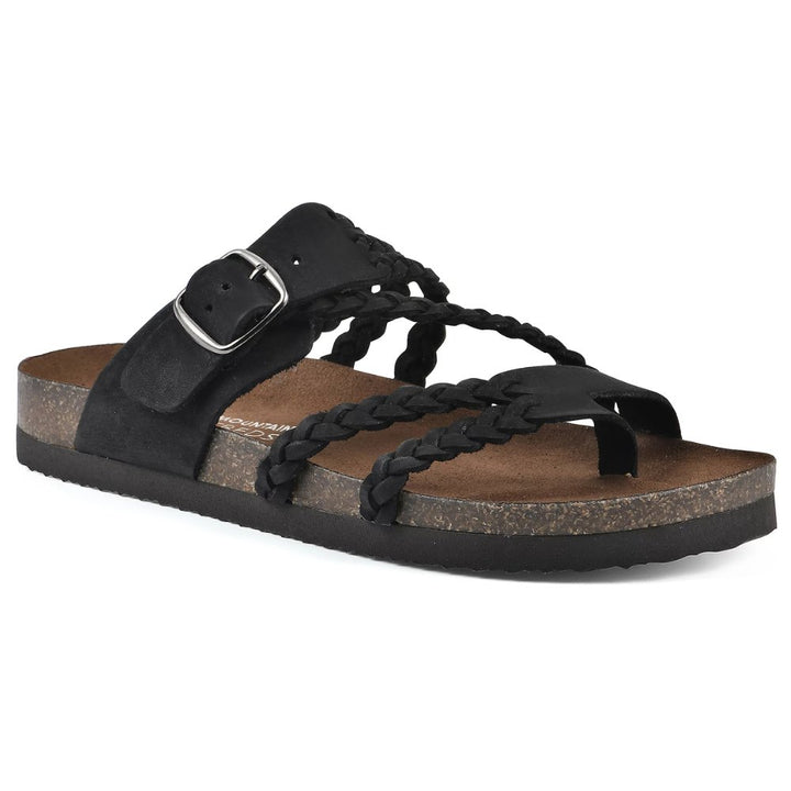 Women's Braided Buckle Toe-Loop Sandals - Black
