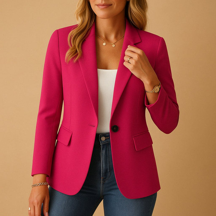Women's Classic Fitted Single-Button Blazer - Pink