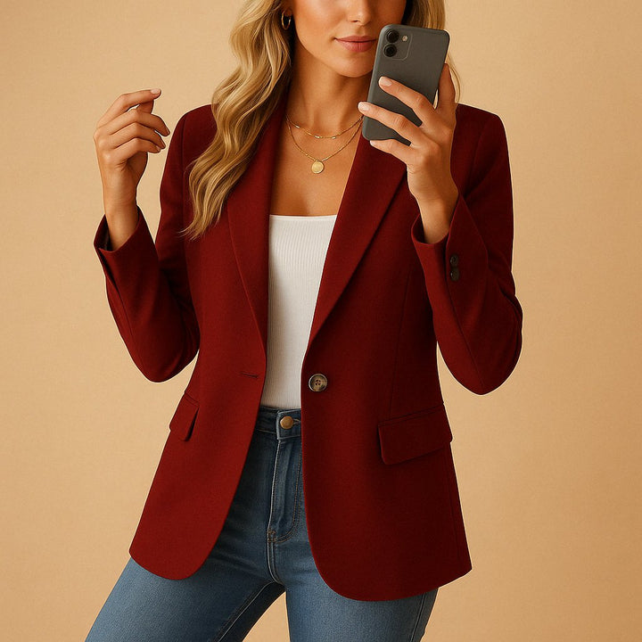 Women's Classic Fitted Single-Button Blazer