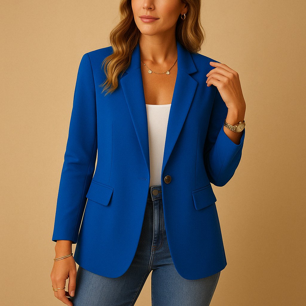 Women's Classic Fitted Single-Button Blazer - Blue