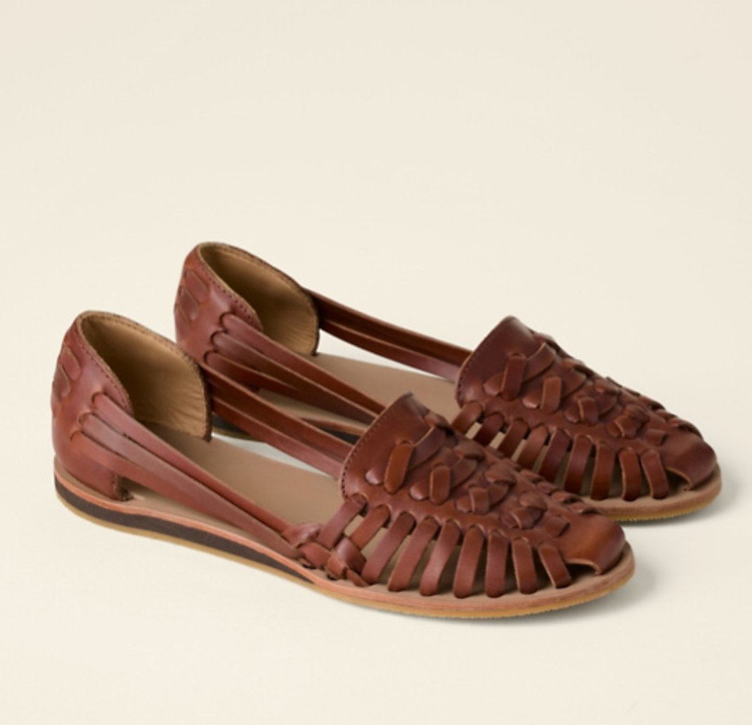 Women's Closed-Toe Woven Flat Sandals - Brown