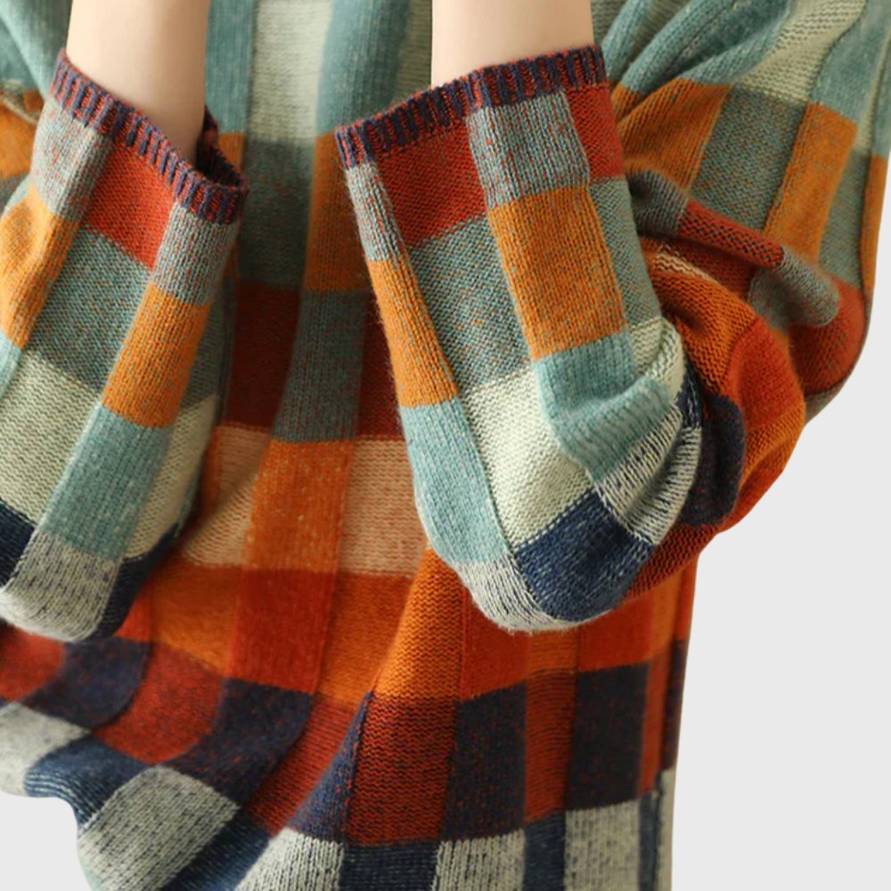 Women's Colorblock Mock-Neck Cashmere Pullover Sweater