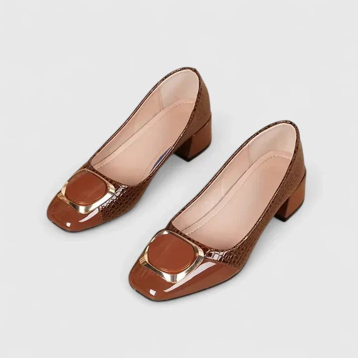 Women's Croc-Embossed Chain-Detail Block-Heel Loafers