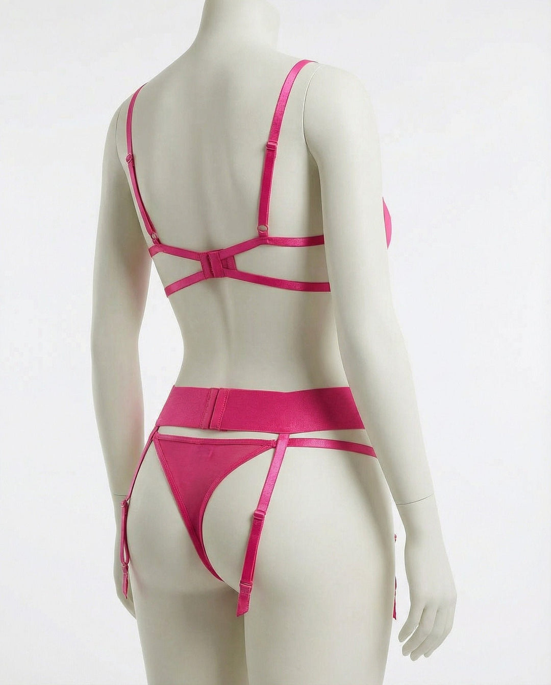 Women's Embroidered Mesh Underwire Balconette Lingerie Set