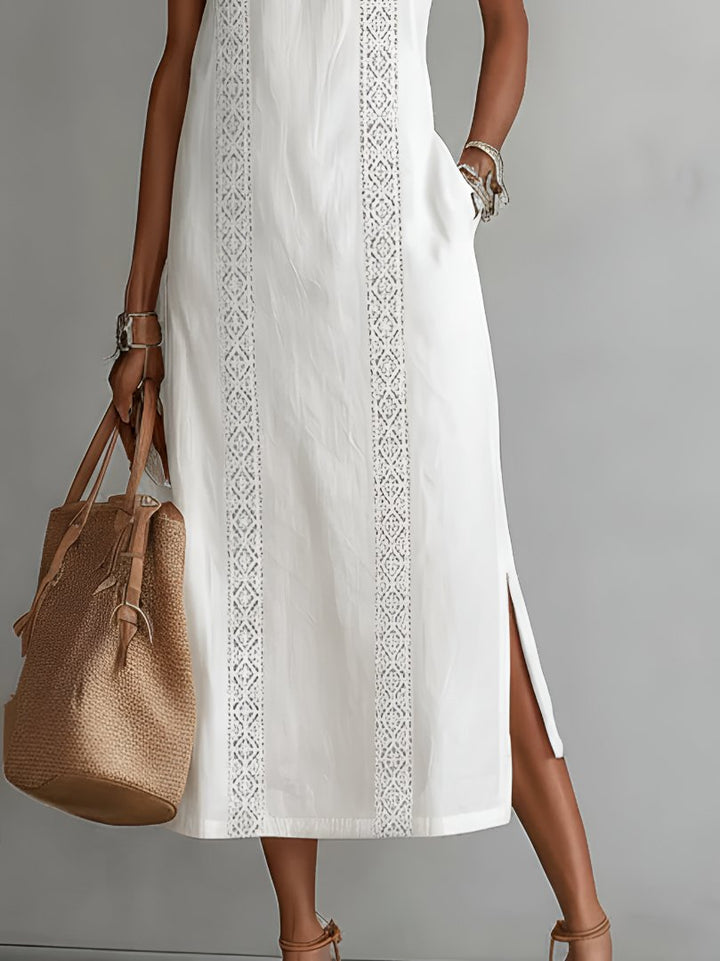 Women's Embroidered Sleeveless Midi Dress