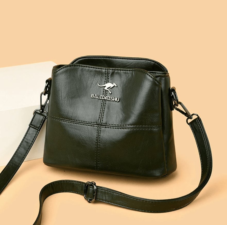 Women's Faux Leather Paneled Zip-Top Adjustable Crossbody Bag