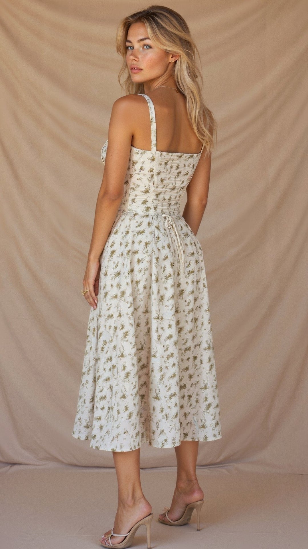 Women's Floral Corset-Style Bustier Midi Dress