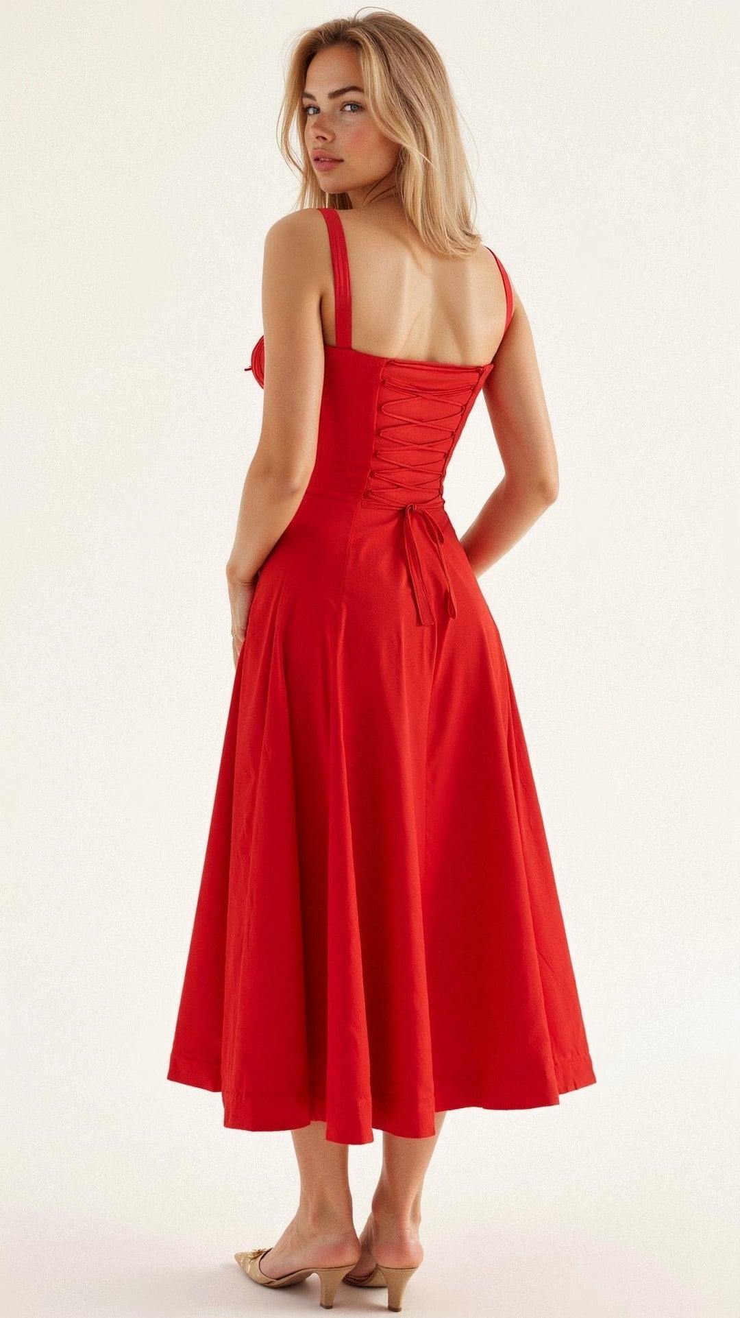 Women's Floral Corset-Style Bustier Midi Dress