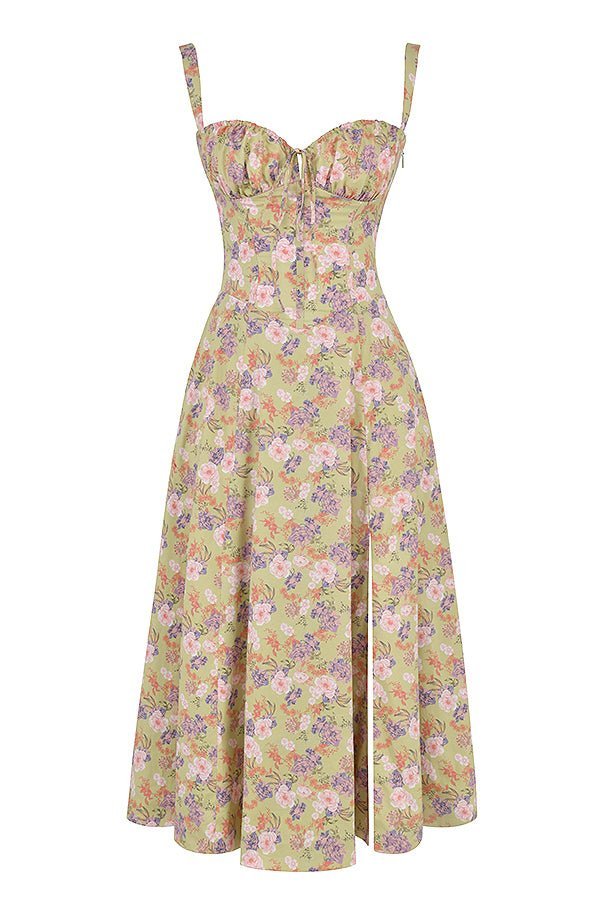 Women's Floral Corset-Style Bustier Midi Dress