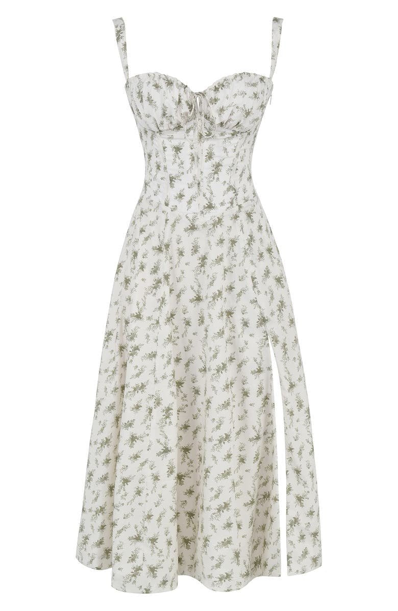 Women's Floral Corset-Style Bustier Midi Dress