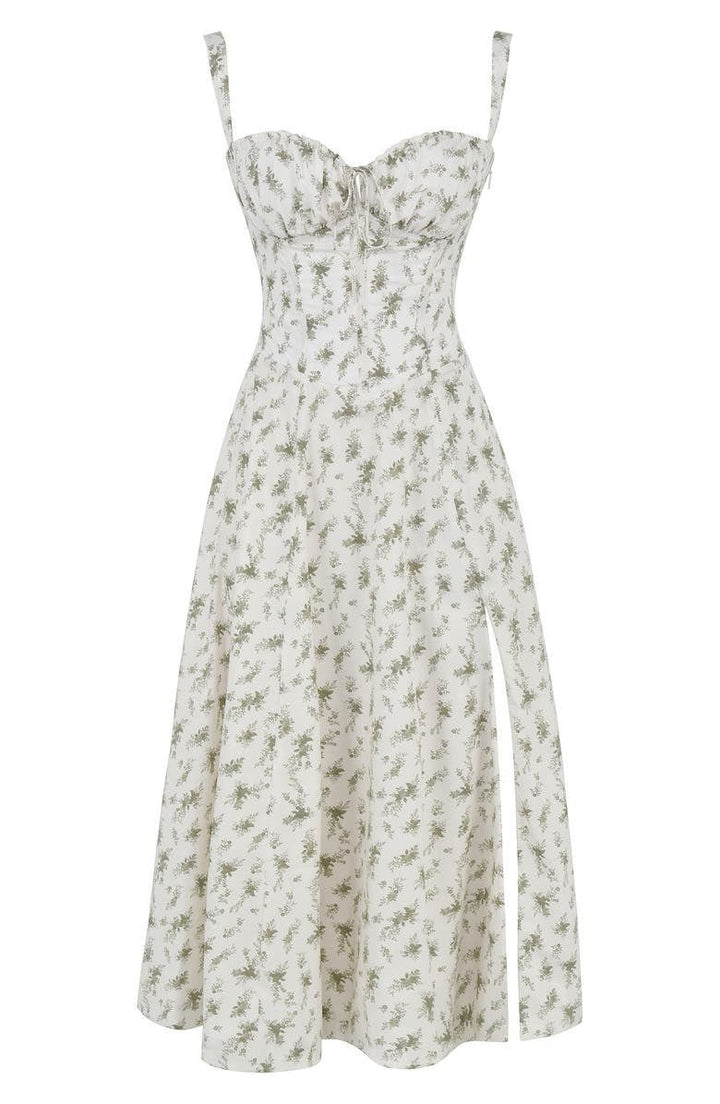 Women's Floral Corset-Style Bustier Midi Dress
