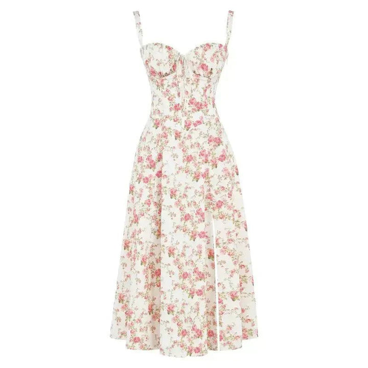 Women's Floral Corset-Style Bustier Midi Dress