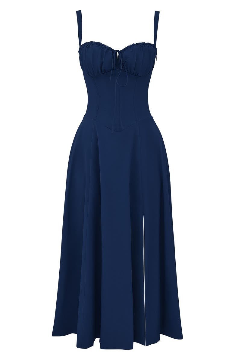 Women's Floral Corset-Style Bustier Midi Dress