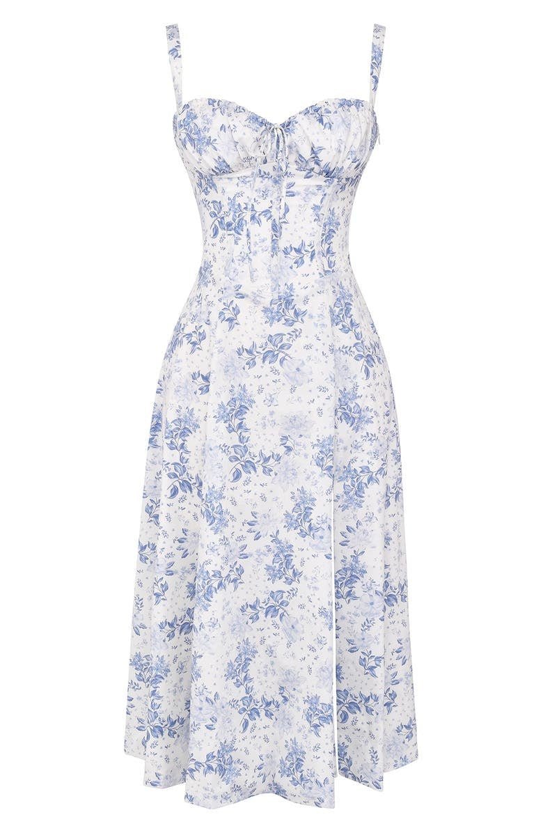 Women's Floral Corset-Style Bustier Midi Dress