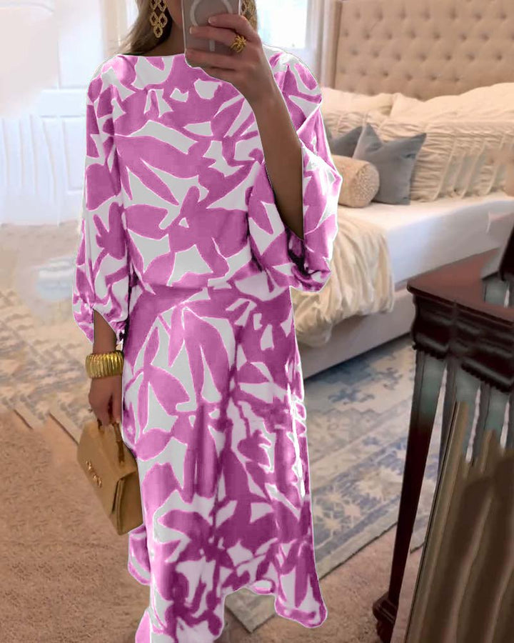 Women's Floral Lantern Sleeve Two-Piece Set