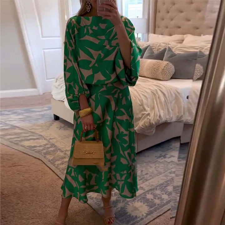 Women's Floral Lantern Sleeve Two-Piece Set
