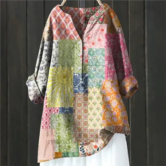 Women's Floral Print Relaxed-Fit Button-Up Tunic Top - Multicolor