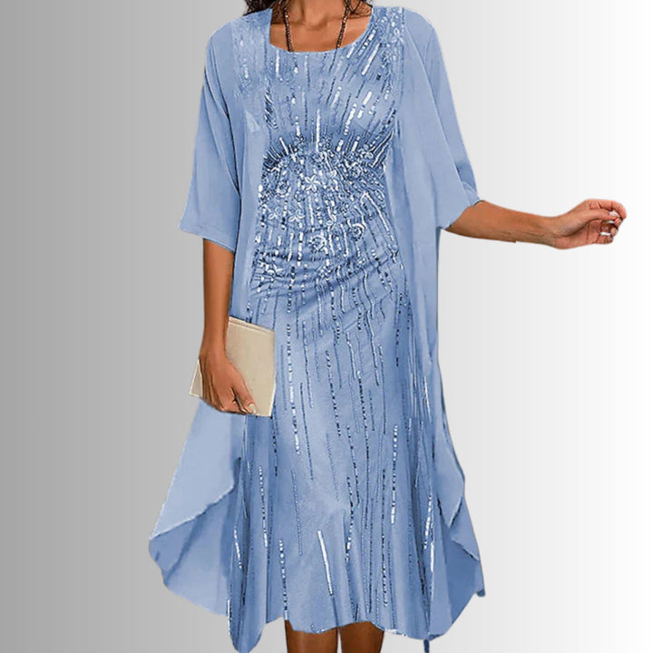 Women's Floral Three-Quarter Sleeve Two-Piece Set - Blue