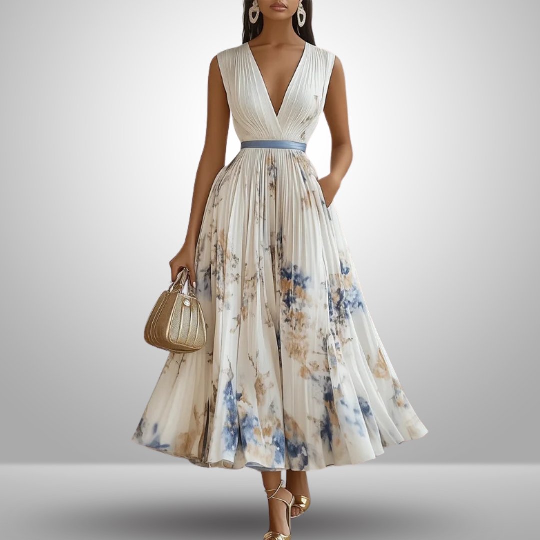 Women's Floral V-Neck Sleeveless Maxi Dress