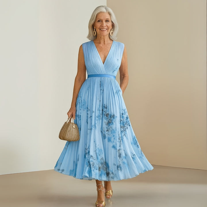 Women's Floral V-Neck Sleeveless Maxi Dress