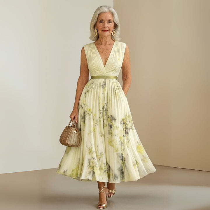 Women's Floral V-Neck Sleeveless Maxi Dress
