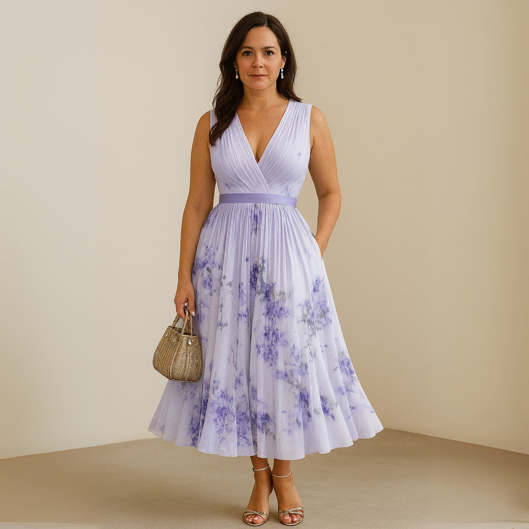 Women's Floral V-Neck Sleeveless Maxi Dress