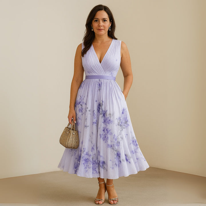 Women's Floral V-Neck Sleeveless Maxi Dress